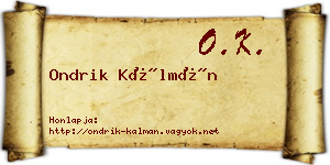 Ondrik Kálmán névjegykártya